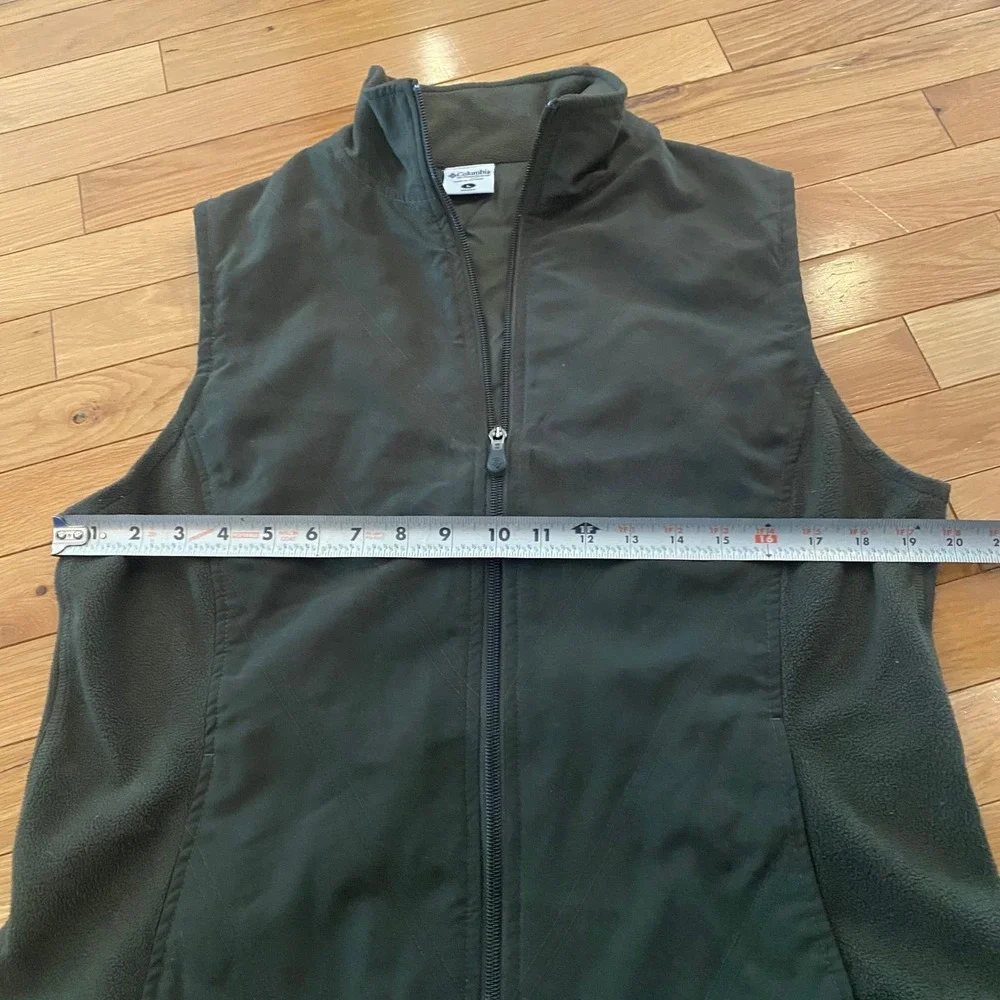 Columbia‎ Mens Full Zip Fleece Hybrid Vest Dark Green Mock Neck Large
